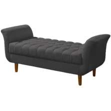 Recamier Estofado Grécia Cinza Escuro 150 cm.