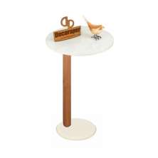 Mesa de Apoio Monopé para Sofá Redonda Branca 35x70 cm