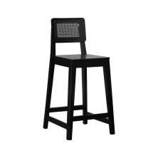 Banqueta Gabi Madeira Maciça Encosto c/ Telinha c/ 68cm Altura - Preto Assento Madeira Preto