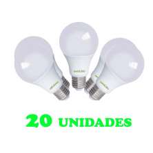 20 Lampadas Bulbo E27 12W Ed   Bivolt Policarbonato Leitosa Branco