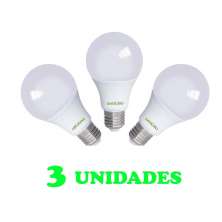 3 Lampadas Bulbo E27 12W Ed   Bivolt Policarbonato Leitosa Branco
