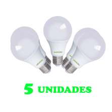 5 Lampadas Bulbo E27 12W Ed   Bivolt Policarbonato Leitosa Branco