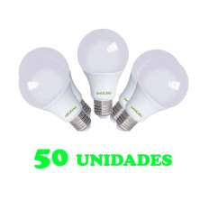 50 Lampadas Bulbo E27 12W Ed   Bivolt Policarbonato Leitosa Branco