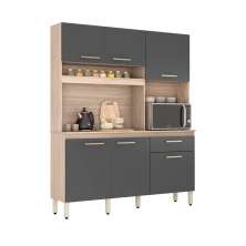 Armário Cozinha Compacta 10 Portas Osaka Avena Grafito