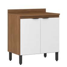 Balcão Firenze 2 Portas 80cm Amêndola/Branco com Tampo MDP - Demóbile