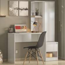 Bancada Office com Estante Walker Branco