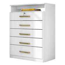 Cômoda 5 Gavetas com Chave e Nicho Império Branco