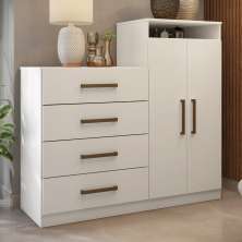 Cômoda Áurea 2 Portas 4 Gavetas 1,20 m - Comoda para Quarto - Demobile