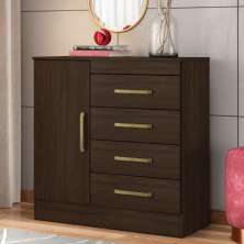 Cômoda Montevidéu 1 Porta 4 Gavetas 91 cm - Comoda para Quarto - Demobile