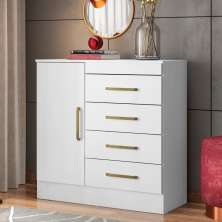 Cômoda Montevidéu 1 Porta 4 Gavetas 91 cm - Comoda para Quarto - Demobile