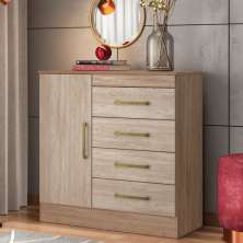 Cômoda Montevidéu 1 Porta 4 Gavetas 91 cm - Comoda para Quarto - Demobile