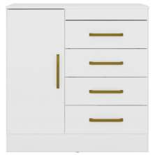 Cômoda Sapateira 1 Porta 4 Gavetas Uruguai Branco/Rosa/Branco Flex