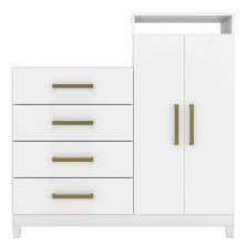 Cômoda Sapateira 2 Portas 4 Gavetas com Nicho Ana Branco