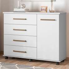 Cômoda com Rodízios Flynn Branco
