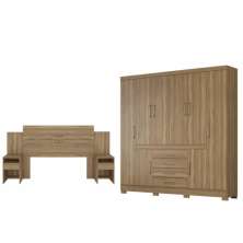 Conjunto Cabeceira e Guarda Roupa Casal Trieste Amendola