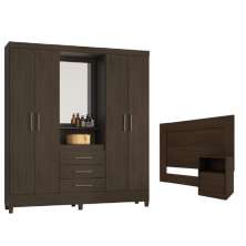 Conjunto Cabeceira e Guarda Roupa Ravenna Ébano
