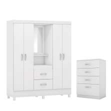 Conjunto Quarto Guarda Roupa e Comoda Ravenna Branco