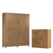 Conjunto Quarto Guarda Roupa e Comoda Terni Amendola