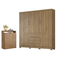 Conjunto Quarto Guarda Roupa e Comoda Trieste Amendola