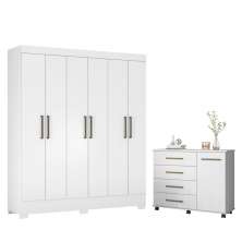 Conjunto Quarto Guarda Roupa e Comoda Virgina Branco
