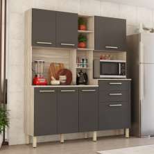 Cozinha Aurora 7 Portas 2 Gavetas Avena Grafito