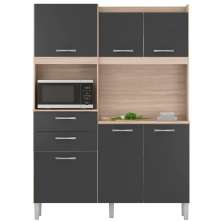 Cozinha Compacta 6 Portas 2 Gavetas Harmonia 96201 Avena Grafito Demobile