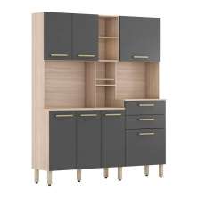 Cozinha Compacta 7 Portas 2 Gavetas Encanto 97201 Avena Grafito Demobile
