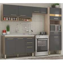 Cozinha Compacta 99101 Com Balcao 93201 Dama Avena Grafito Demobile