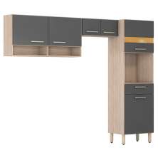 Cozinha Compacta Dama 6 Portas 1 Gaveta Avena e Grafito