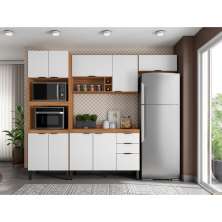 Cozinha Compacta Firenze 10 Portas 2 Gavetas Amêndola e Branca