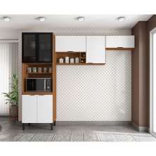 Cozinha Compacta Firenze 7 Portas Amêndola e Branca