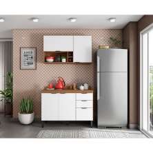 Cozinha Compacta Firenze II 5 Portas 2 Gavetas Amêndola e Branca
