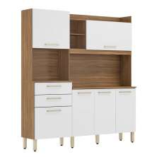 Cozinha Compacta Select 6 Portas e 2 Gavetas Amêndola/Branco - Demóbile