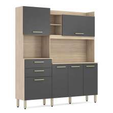 Cozinha Compacta Select 6 Portas e 2 Gavetas Avena/Grafito - Demóbile