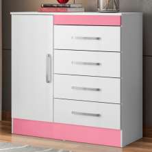 Gaveteiro 1 Porta Silvie Branco Rosa