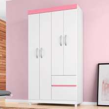 Guarda Roupa 4P Mainz Branco/Rosa