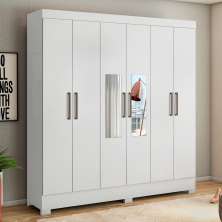 Guarda Roupa 6P com Espelho Bona Branco
