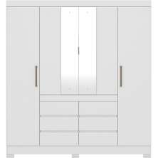 Guarda Roupa Casal 04 Portas Com Espelho 66510 Branco Demobile