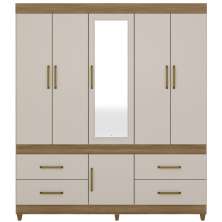 Guarda Roupa Casal 06 Portas Com Espelho 64720 Amendola Off White Demobile