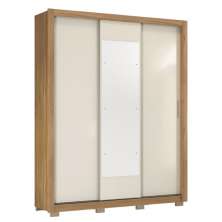 Guarda Roupa Casal 3 Portas Vero c/ Pés e Espelho 32270PE Amêndola Touch / Off White Demóbile