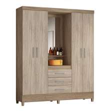 Guarda Roupa Casal 4 Portas Capelinha Pérsia c/ Espelho 43220 Nogal / Vanilla Touch Demóbile