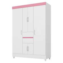 Guarda Roupa Casal 6 Portas Ecom ll 62020 Branco Rosa Flex Demóbile