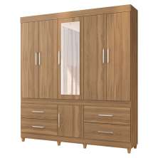 Guarda Roupa Casal 6 Portas Guarujá c/ Espelho 64720 Amêndola Touch Demóbile
