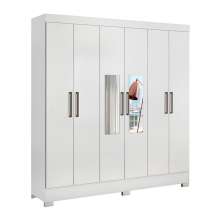 Guarda Roupa Casal 6 Portas Prático c/ Espelho 63020EL Branco Demóbile