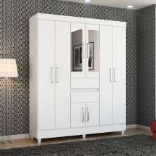 Guarda Roupa Casal 8 Portas com Espelho Terni Branco