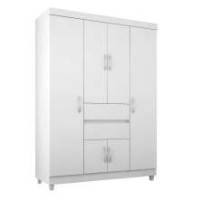 Guarda-Roupa Casal Ecom Flex 6 Portas 2 Gavetas Branco e Rosa
