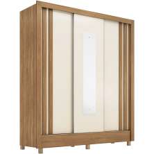 Guarda Roupa Casal Espelho 3 PT Correr 32120 Amendola Off White Flex Demobile