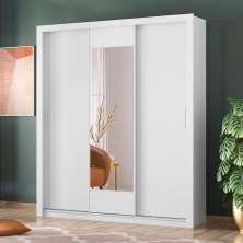 Guarda-Roupa Casal Moderno 3 Portas de Correr com Espelho