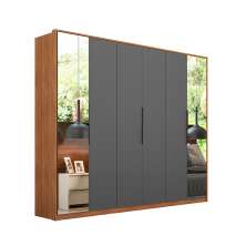 Guarda-Roupa Casal com 2 Espelhos Atrice 6 Portas 6 Gavetas Amêndola e Grafito