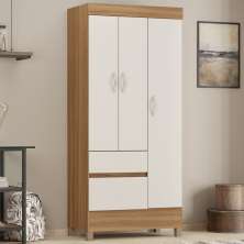 Guarda Roupa Solteiro 03 Portas Wind Amendoa Off White Demobile